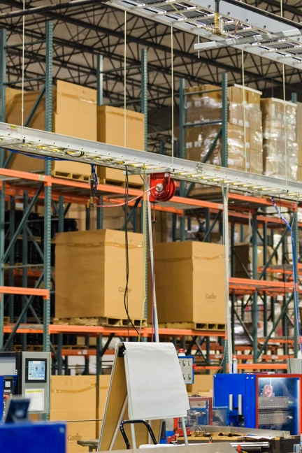 Boxes On Shelves In A Warehouse